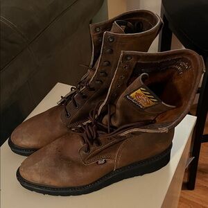 Justin Boots Brown Leather Lace-Up Boots
